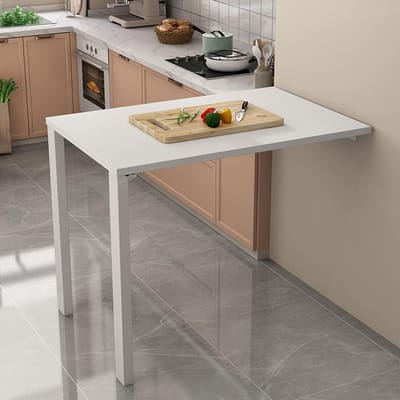 Klaptafel - Wandbureau Opklapbaar - Ruimtebesparend Werken - Houten Afwerking - 75x30cm - Wit