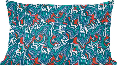 Sierkussens - Kussentjes Woonkamer - 60x40 cm - Golven - Retro - Blauw - Patroon