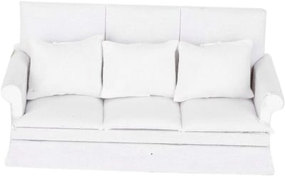 Poppenhuis Sofa Set - Miniatuur Meubels - Poppenhuis Decoratie - 1 12 Schaal Model - Klein Formaat - Wit