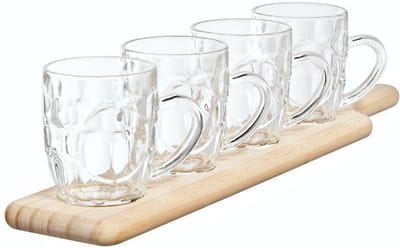 Cosy&Trendy serveerplank met bierglazen - Set