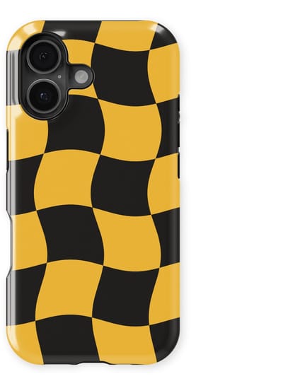 Checkered Warp Hoesje geschikt voor iPhone 17 | Geschikt Voor Mag | Uniek Design Hoesje | Beschermhoes geschikt voor iPhone 17 Yellow Rush