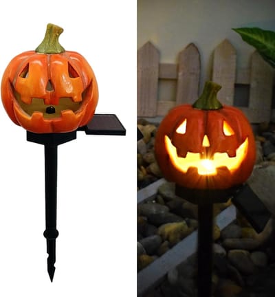 Tuinverlichting - Halloween - Halloween LED-zonnelampen - Pompoen, Tuindecoratie, Verlichting, Tuin, Lichtmast, Verlichting, Geschikt voor gazon, tuin, pad, terras Nachtverlichting, Waterdichte verlichting (2-pack)