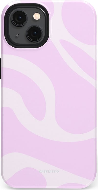 Casetastic hoesje geschikt voor Apple iPhone 13 - MagSafe - Dubbellaagse bescherming - Vrolijk Roze Suikerspin Curves - Fashion Case - Lichtroze Wit