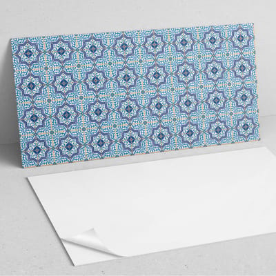 Coloray Wandpanelen Zelfklevend - Tegelpatroon met ornamenten PVC Wandpaneel - 100 cm x 50 cm - Blauw Wandbekleding Zelfklevend - 1 stuk - Texturen Wandpanelen Zelfklevend - Wandbord Keuken - Wandpaneel Badkamer