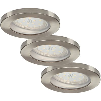 ELC Delfan LED inbouwlampen voor de badkamer, 3 stuks, zilver