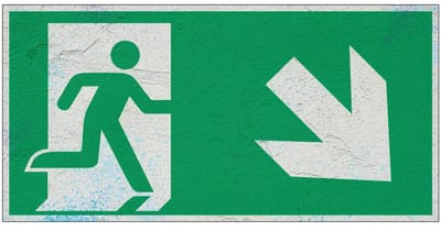 Nooduitgang pijl rechtsonder bord – E002 | Forex Re materiaal | 20 x 10 cm