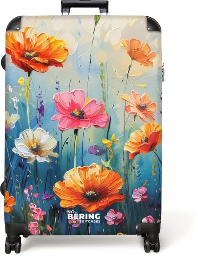 NoBoringSuitcases.com® - Koffer groot - Reiskoffer lichtgewicht - Geschilderde kleurrijke bloemen - Rolkoffer met 4 wielen - Grote trolley XL - 98 liter bagage