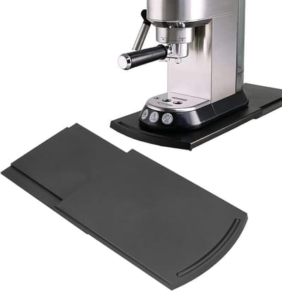 Uitschuifbare Koffieblad, Koffiemachine Mat en Mobiele Stand voor Thuisgebruik - Zwart