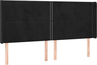 vidaXL - Hoofdbord - met - randen - 203x16x118/128 - cm - fluweel - zwart