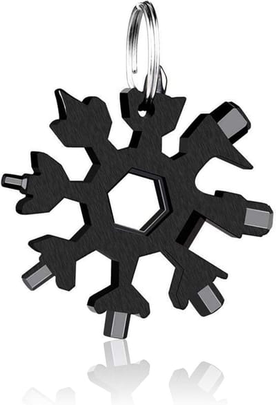 Multifunctionele 18-in-1 Sneeuwvlok Tool Sleutelhanger voor Buitenactiviteiten