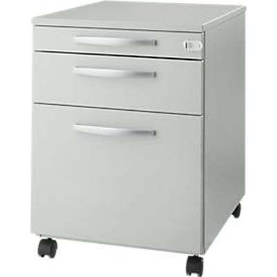 Schäfer Shop Select Verrijdbaar ladeblok Login, hangmappenlade + materiaallade + schuiflade, afsluitbaar, hout, B 431 x D 580 x H 595 mm, lichtgrijs/lichtgrijs