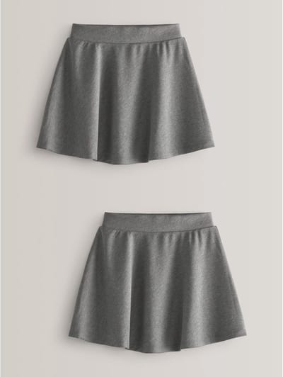 Next - Meisjes - 2 Pack stretchy jersey schoolskaterrokken met elastische taille - Grijs