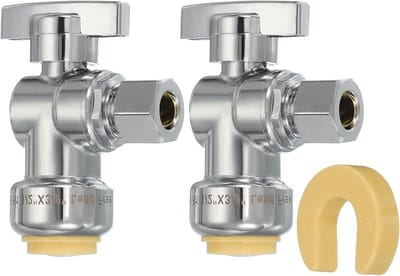 Hoek Stopkraan - Afsluitklep - Waterleiding Reparatie - Messing Corrosiebestendig - 1/2" x 3/8" - Zilver