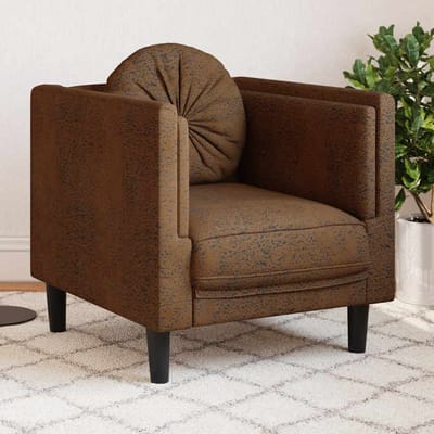 vidaXL - Fauteuil - met - kussen - kunstsuède - bruin