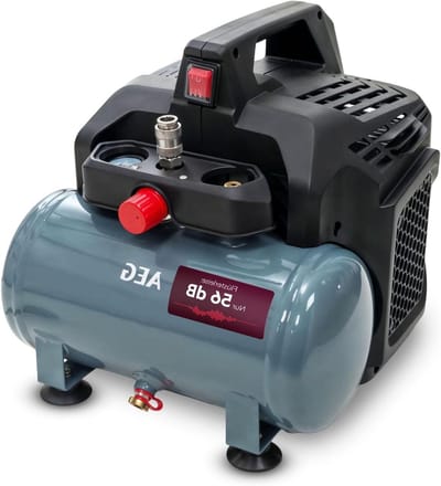 Stille Compressor - Perslucht Machine - Werkplaats Gebruik - Olievrij Onderhoudsvrij - 6 Liter Tank - Blauw Zwart