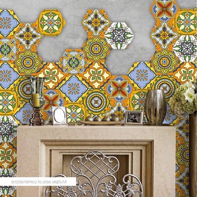 Vinyl vloer muurstickers - Zeshoekige tegels voor woonkamer keuken badkamer zelfklevend - Set van 10 - 20 x 23 cm