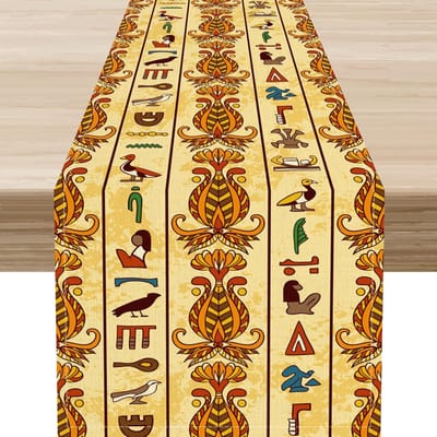 Egyptische Graffiti Farao's Afrikaanse Hiërogliefen Tafelkleed Tafelblad Decoratie Herbruikbaar Keuken Eettafelkleed Feestdecoratie 150x33cm