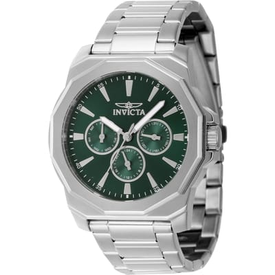 Invicta Speedway 46844 Heren Horloge - Waterdicht - Analoog - Quartz Uurwerk - Roestvrij Staal met groene Wijzerplaat - 42mm