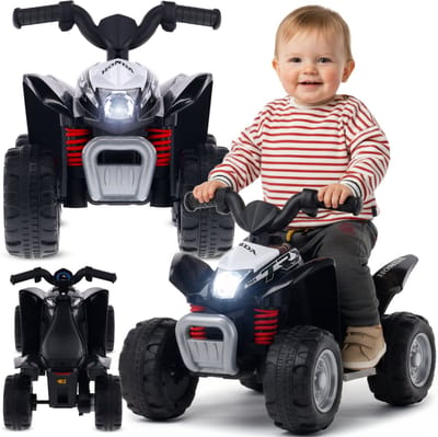 Elektrische kinderauto quad, 3km/h, kinderquad, meerijdende auto voor kinderen vanaf 18 maanden, ledlamp, speelgoed (Zwart)