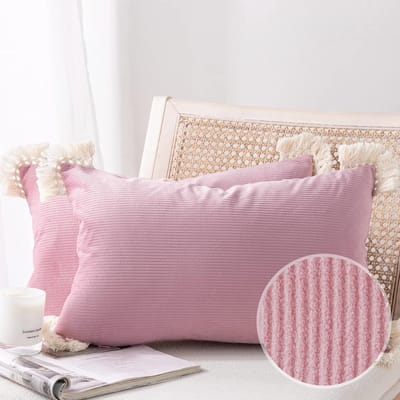 Decoratieve Kussenslopen - Zachte Sierkussens - Bank en Slaapkamer - Set van Twee - 50x30 cm - Roze