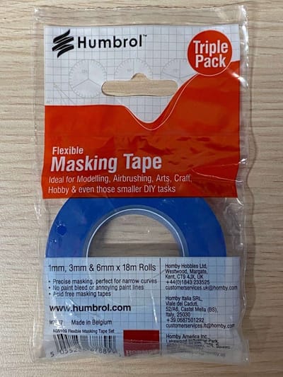Humbrol Tape - AG5109 Flexible Masking Tape - 1mm, 3mm - 6mm X18m Tape