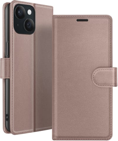 Zanae, Hoesje geschikt voor iPhone 15 - Wallet Case & Magneetsluiting, Taupe
