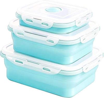 Set van 3 Vouwbare Lunchdozen met Deksel - Lekvrij, 350 ml, 500 ml, 800 ml - Ideaal voor Opbergen, Kantoor en Kamperen