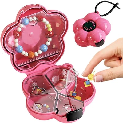 Sieradendoosje Bloemen - Opbergdoosje Accessoires - Sieraden Opbergen - Veelzijdig Compartimenten - 9x9x4.1 cm - Wit