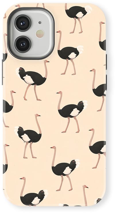 Safari Tough Case geschikt voor iPhone 12 | Premium hoesje met Safari Dieren Design | Geschikt voor Mag | Dieren Print Backcover geschikt voor iPhone 12 Struisvogel