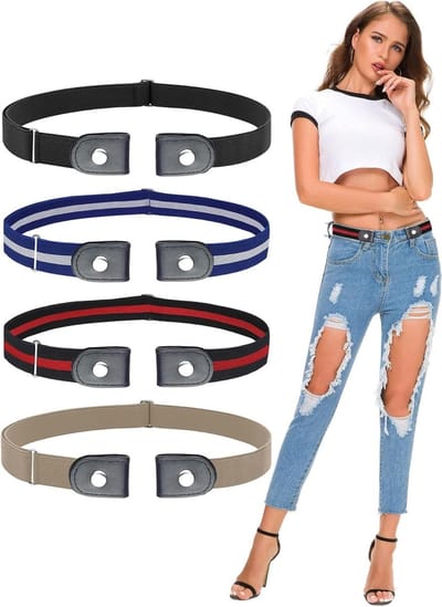 No Buckle Riemen voor Dames en Heren - 4 Stuks - Elastische, Verstelbare en Comfortabele Riemen Zonder Gesp