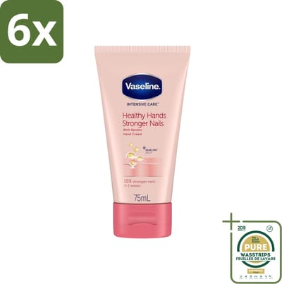 Vaseline - Healthy Hands & Stronger Nails - Handcrème - Versterkend - 75 ml - Voordeelverpakking - 6 stuks - Nagels versterken - Keratine