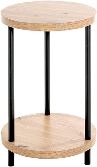 Moderne bijzettafel zwart licht eiken 50 cm MDF metaal