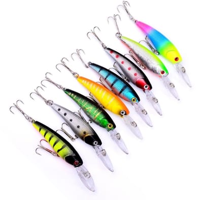 Dailygoods - Minnow Swimbait Bass forel kunstaas, 8 stuks, kunstaas Minnow realistisch baslokaas, aas met crankvissen voor forel, bar, zalm