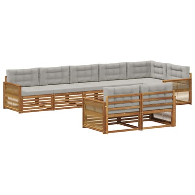 vidaXL - Buiten - bank - set - 8 - st - Naturel - en - lichtgrijs