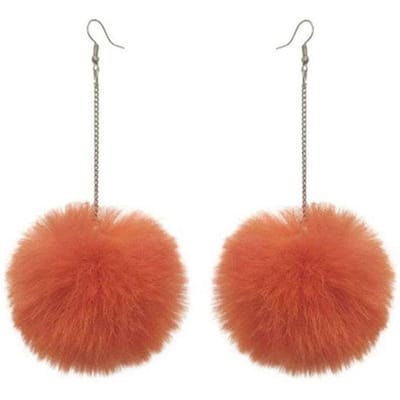 Nieuwe grote pompom oorbellen mode zachte konijnenbont bal pompom hanger lange bungelende oorbellen voor vrouwen meisjes feestcadeaus brown