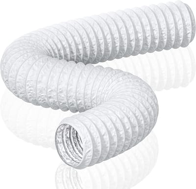 Airco slang 150 mm-150mm Afvoerslang 5m - Flexibel PVC Aluminium Geluidsgeïsoleerd - voor Droger, Mobiele Airco, Groeitent - Wit - 1 Stuk