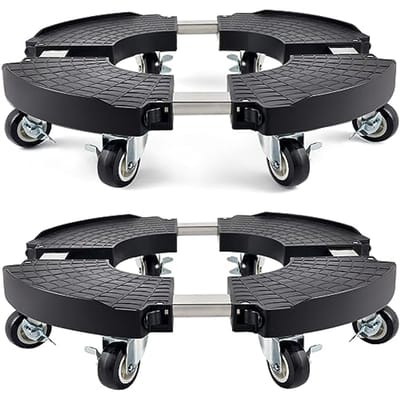Plantenbakken met wieltjes - 2 stuks, verplaatsbare plantenwagen met 8 afsluitbare wielen, robuust en verstelbaar van 38-53 cm, 350 lb-capaciteit