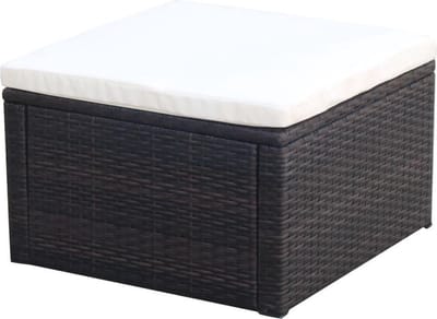 vidaXL - Voetenbank/poef - bruin - 53x53x30 - cm - poly - rattan
