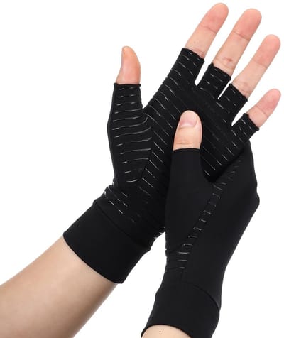 Dailygoods- Artritishandschoenen met kopervezel - Vingerloze antislip - Ademend - Pijnbestrijding - Carpaal tunnel - Verbeterde bloedsomloop - Pijnbestrijdende Handschoenen