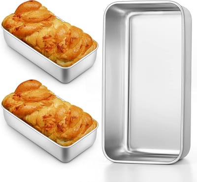 Set van 3 RVS Brood Bakvormen voor Fluffy Brood en Taart, 23.5 x 12.7 x 6 cm, Gezond en Duurzaam, Vaatwasserbestendig