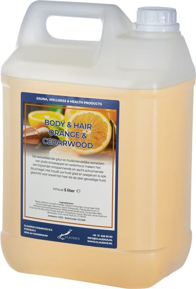 Body & Hair Sweet Orange & Cedarwood - 5 Liter - 2 in 1 voor lichaam en haar.