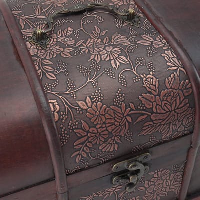 Decoratieve Houten Schatkist met Antiek Slot - Vintage Opbergkist Klein
