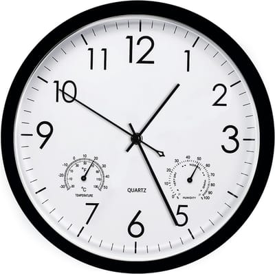 Stille Wandklok 30 cm met Hygrometer en Thermometer