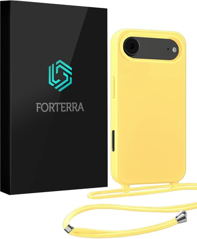 Hoesje Geschikt voor iPhone Air Case Siliconen Hoes Met Koord - Hoes Geschikt voor iPhone Air Met Telefoonkoord Hoesje Backcover - Geel