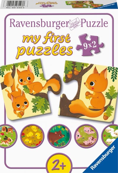 Ravensburger Dieren en hun kleintjes - My First puzzles - 9x2 stukjes - kinderpuzzel