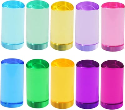 Acryl Blokken Peuter - Bouwstenen Cilinders - Educatief Spel - Doorschijnende Kleur - 5 cm - Paars