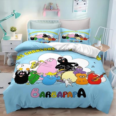 Nieuwe 3D Print Cartoon L-Les & B-Barbapapa Beddengoedset Dubbel Eenpersoons Kingsize Dekbedovertrek Dekbed Kussensloop Jongens Meisjes Volwassenen Slaapkamer 70x133cm 2pcs