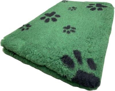 Topmast Vetbed - Hondendeken - Benchmat -puppykleed dierenmat - Groen zwarte voetprint - Anti-Slip - 150x100 cm machinewasbaar