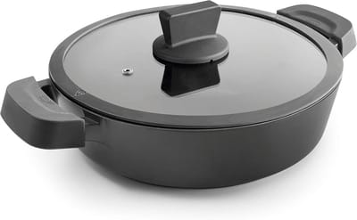 Lage Braadpan 36 cm Gietaluminium Inclusief Glazen Deksel - Geschikt voor Alle Warmtebronnen