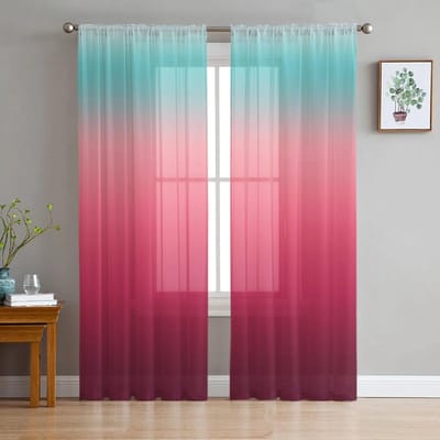 Grijs Zwart Verloop Tule Gordijnen Woonkamer Keuken Chiffon Slaapkamer Balkon Transparant Mode Huisdecoratie 135W x 183H(cm)